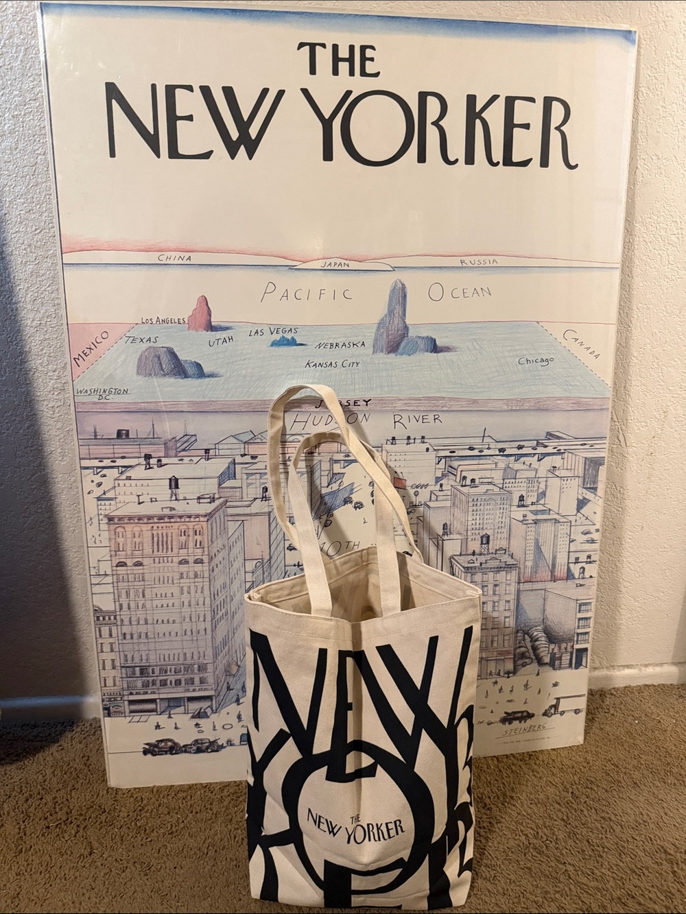 The New Yorker Black & Cream Canvas Tote Bag